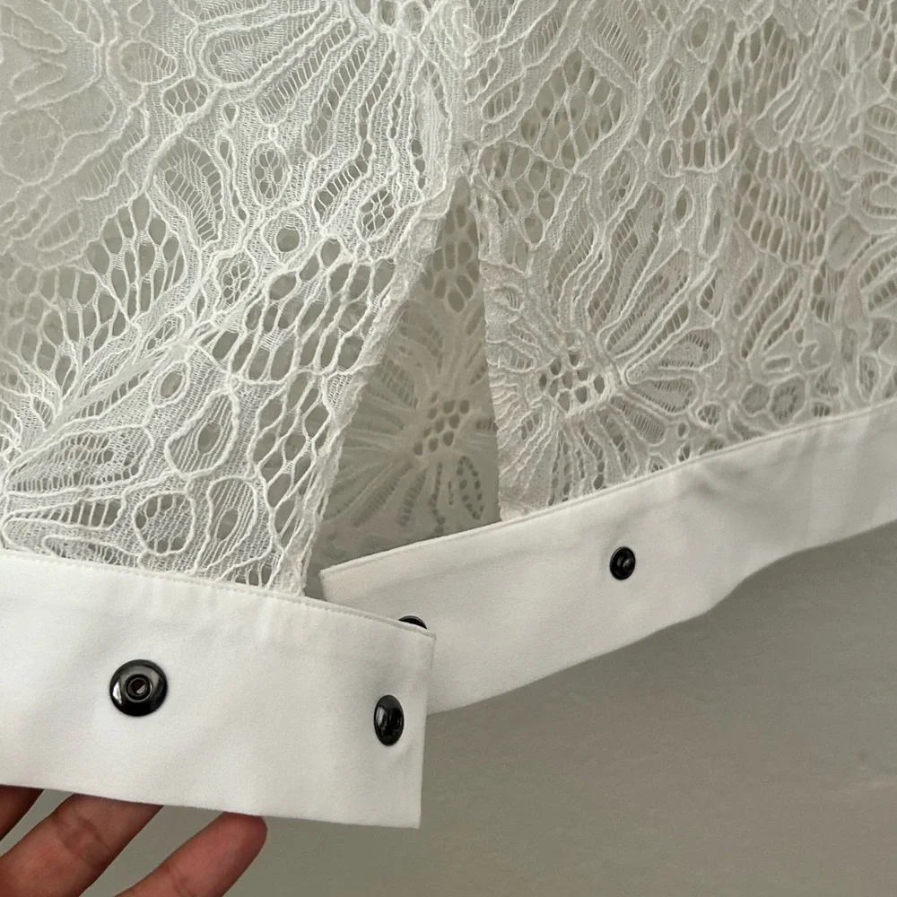 Cabi White Floral Lace Sheer Cap Sleeve Top Style 5342 Mens Medium - Picture 6 of 7